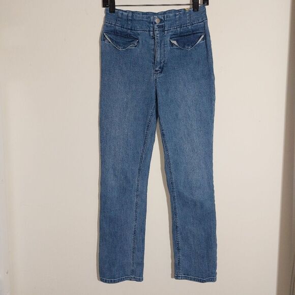 Anthropologie Maeve  Bombshell Slim Straight Jeans Style:OB1621587 Medium Wash - Picture 14 of 16